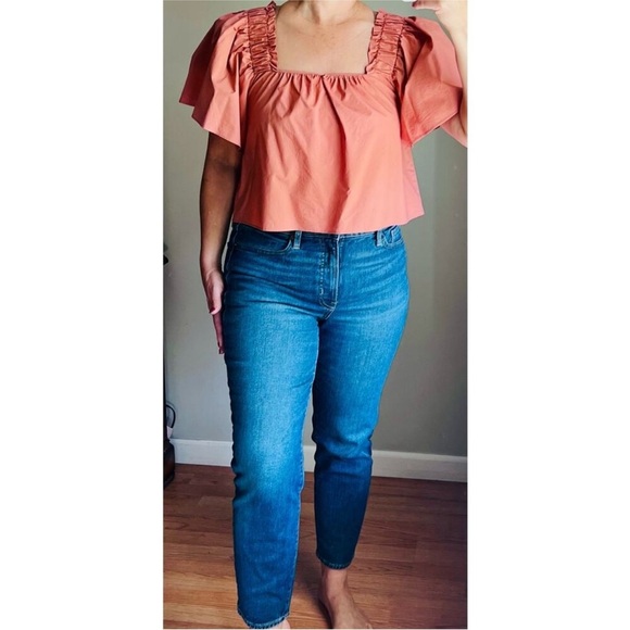 Salmon Karlie poplin square neckline size medium - Picture 3 of 14